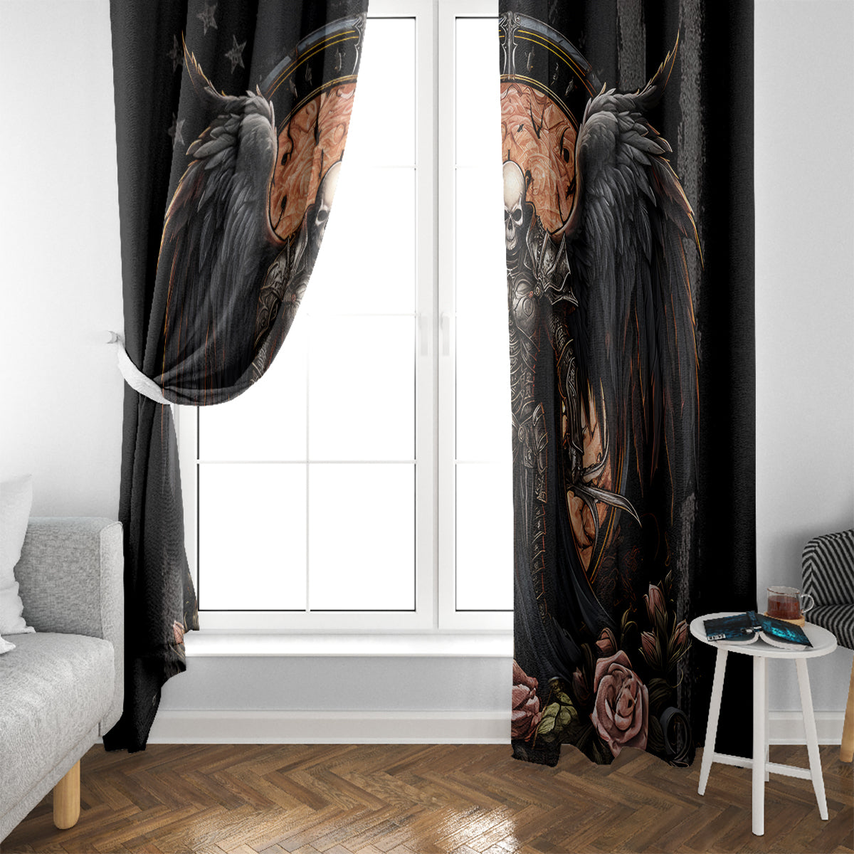 Warrior Skull Window Curtain Warriors Are The One Who Always Fight - Wonder Print Shop