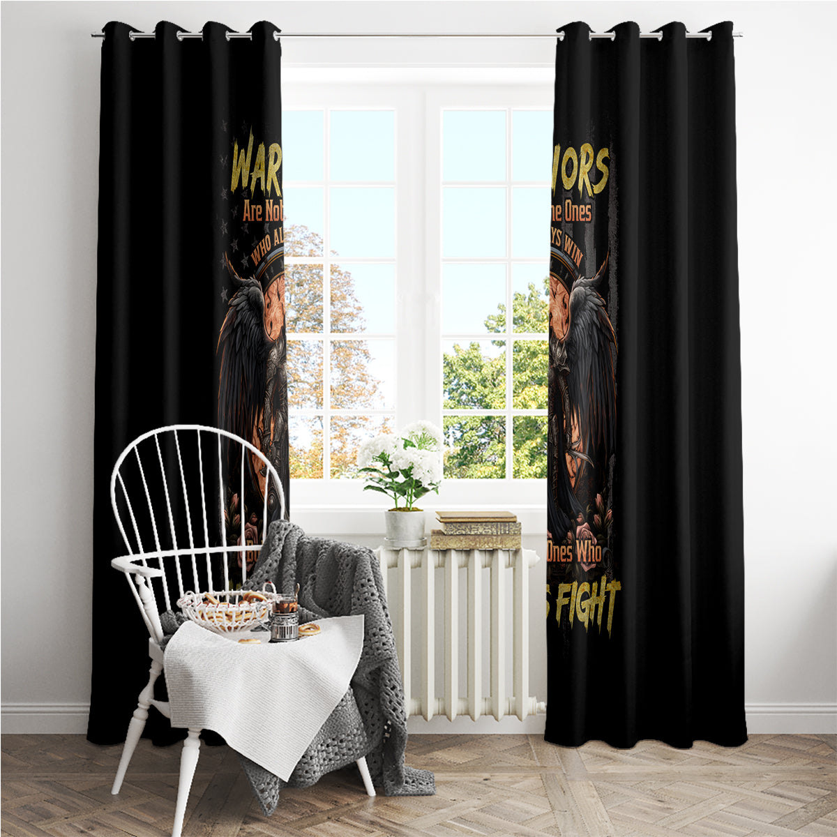 Warrior Skull Window Curtain Warriors Are The One Who Always Fight - Wonder Print Shop