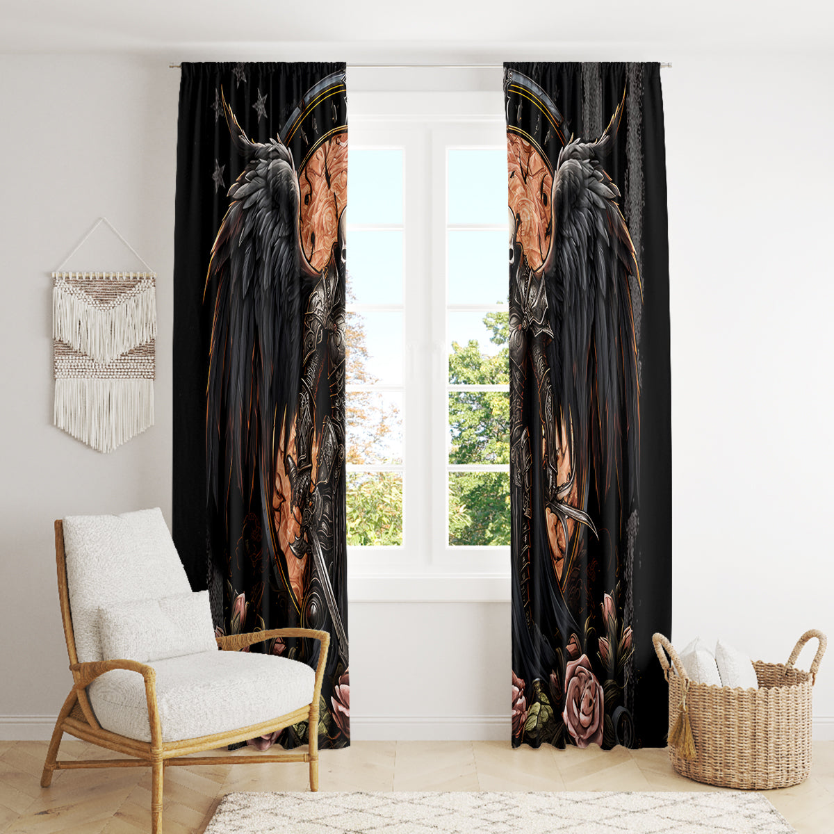 Warrior Skull Window Curtain Warriors Are The One Who Always Fight - Wonder Print Shop