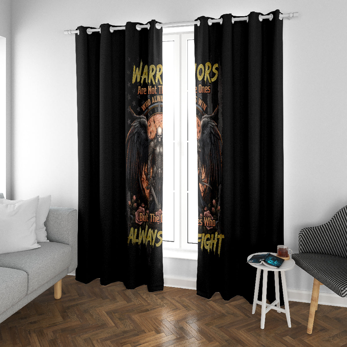 Warrior Skull Window Curtain Warriors Are The One Who Always Fight - Wonder Print Shop