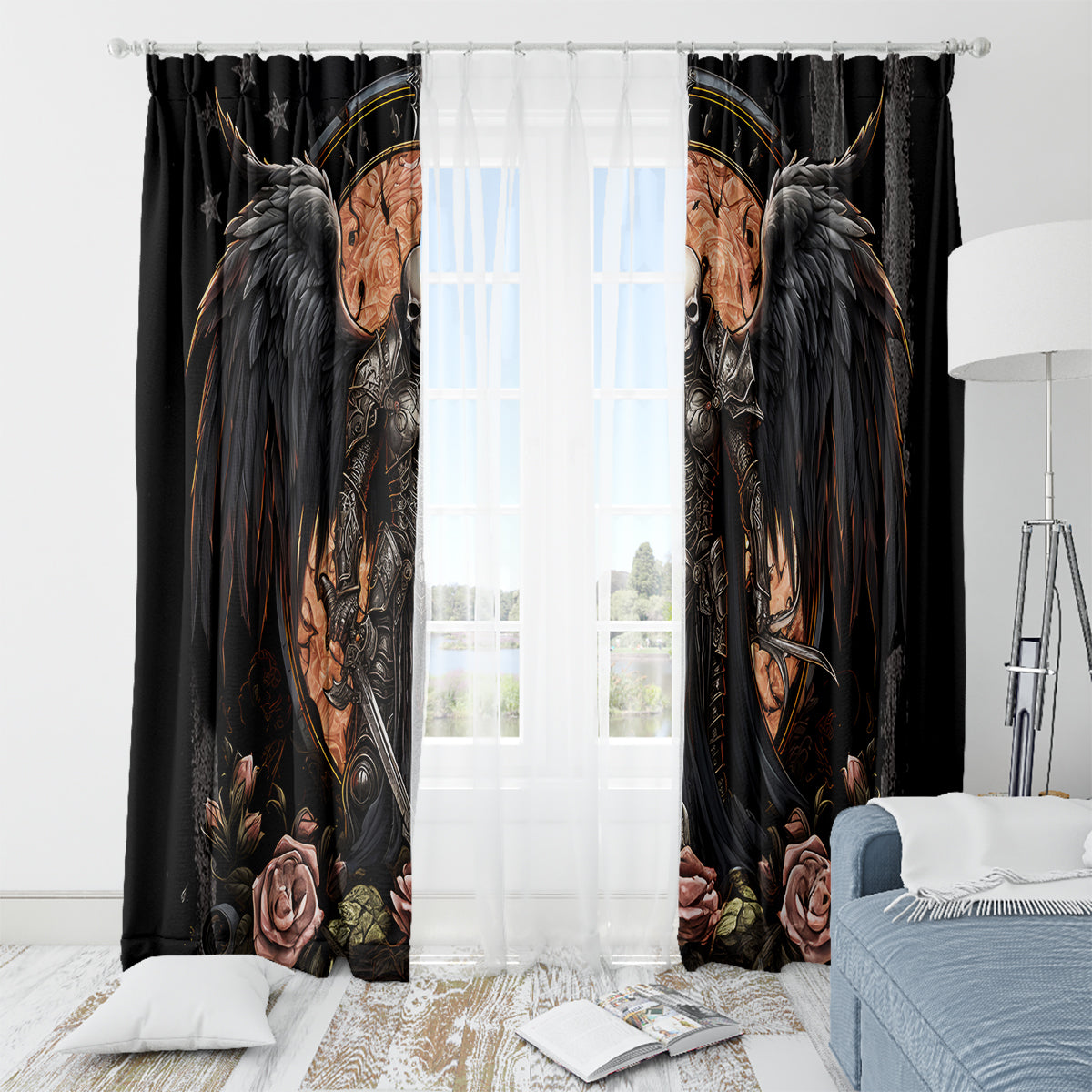 Warrior Skull Window Curtain Warriors Are The One Who Always Fight - Wonder Print Shop