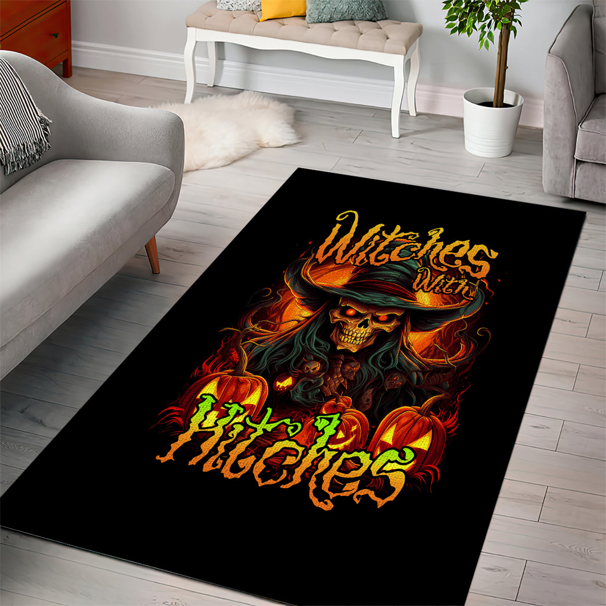Witch Skull Area Rug Witches With Hitches - Wonder Print Shop