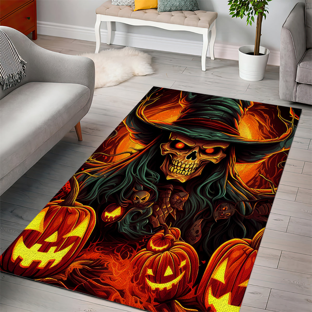 Witch Skull Area Rug Witches With Hitches - Wonder Print Shop