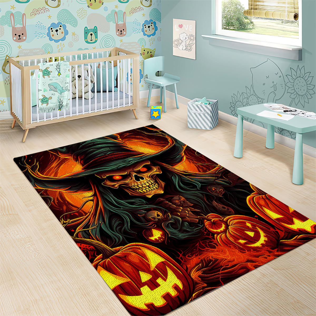 Witch Skull Area Rug Witches With Hitches - Wonder Print Shop