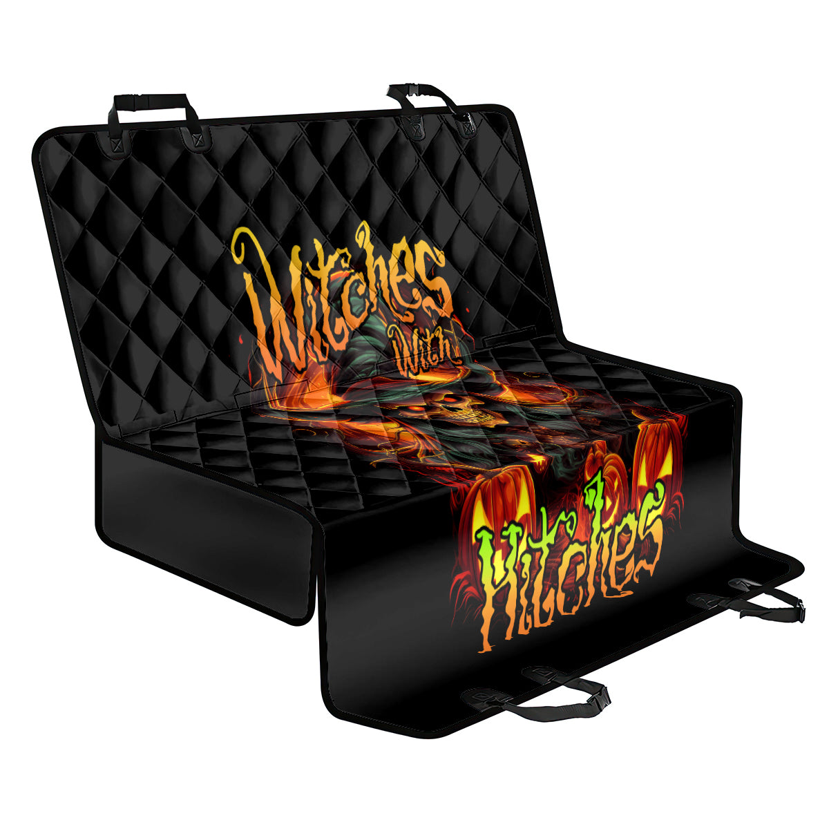 Witch Skull Back Car Seat Cover Witches With Hitches - Wonder Print Shop