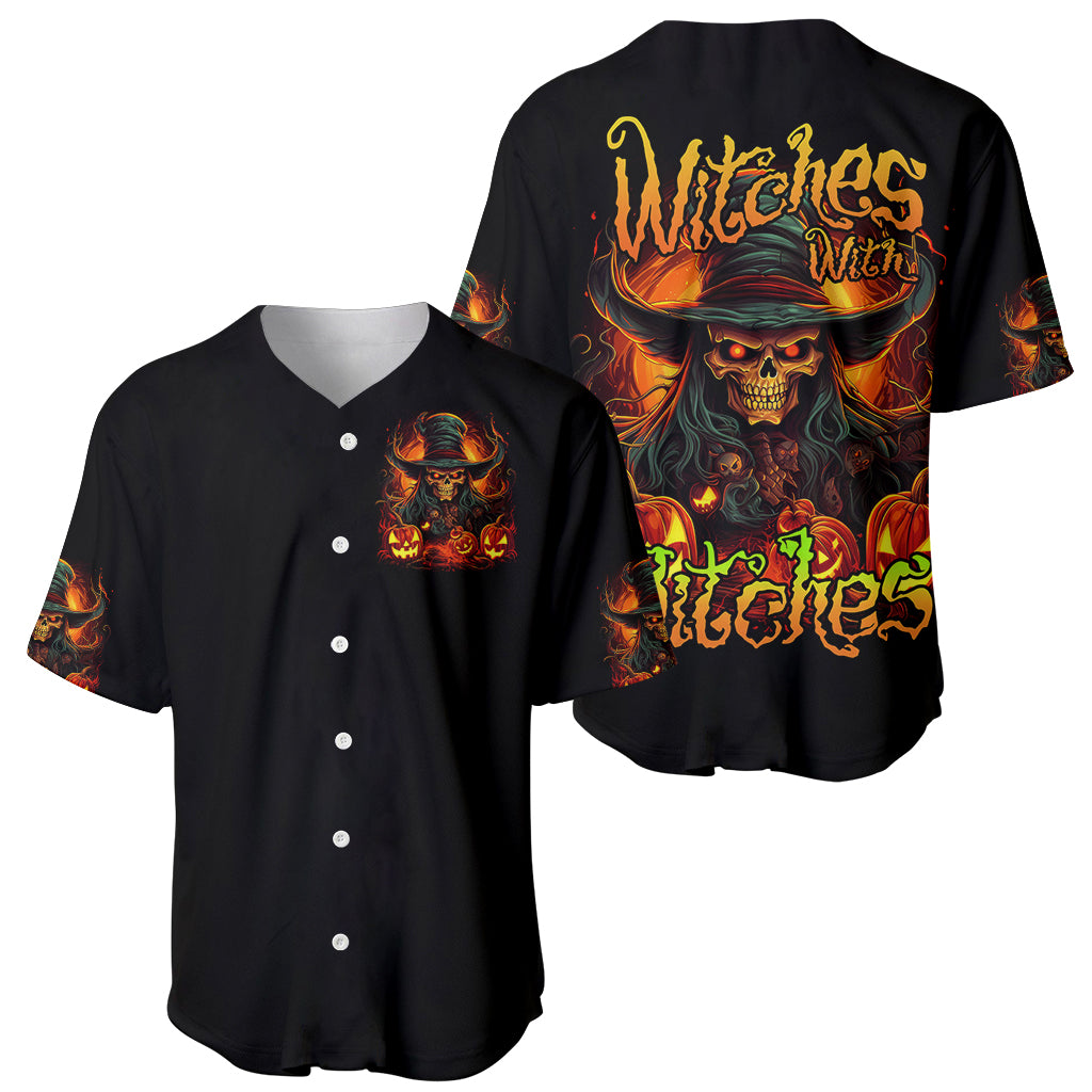 Witch Skull Baseball Jersey Witches With Hitches - Wonder Print Shop