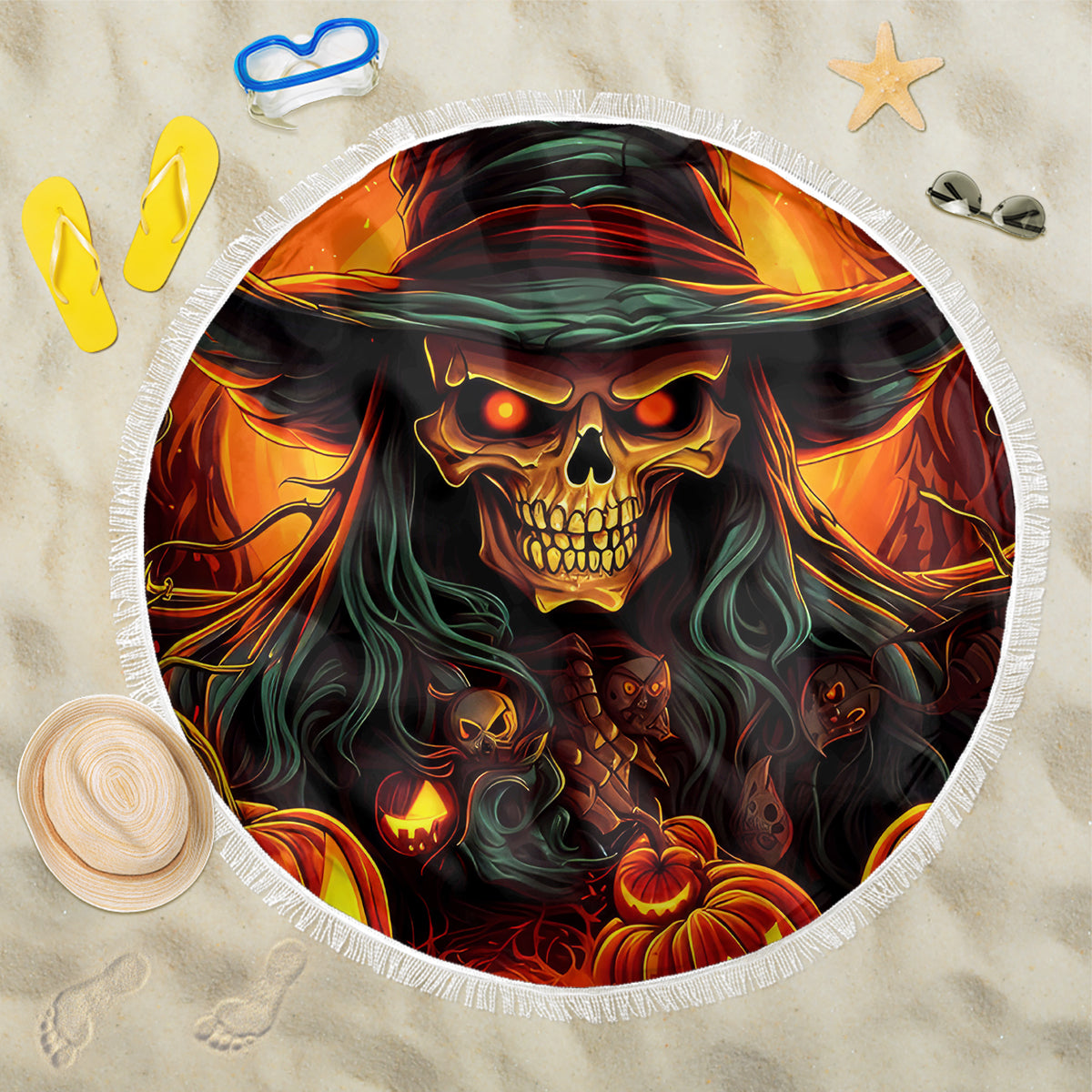 Witch Skull Beach Blanket Witches With Hitches - Wonder Print Shop