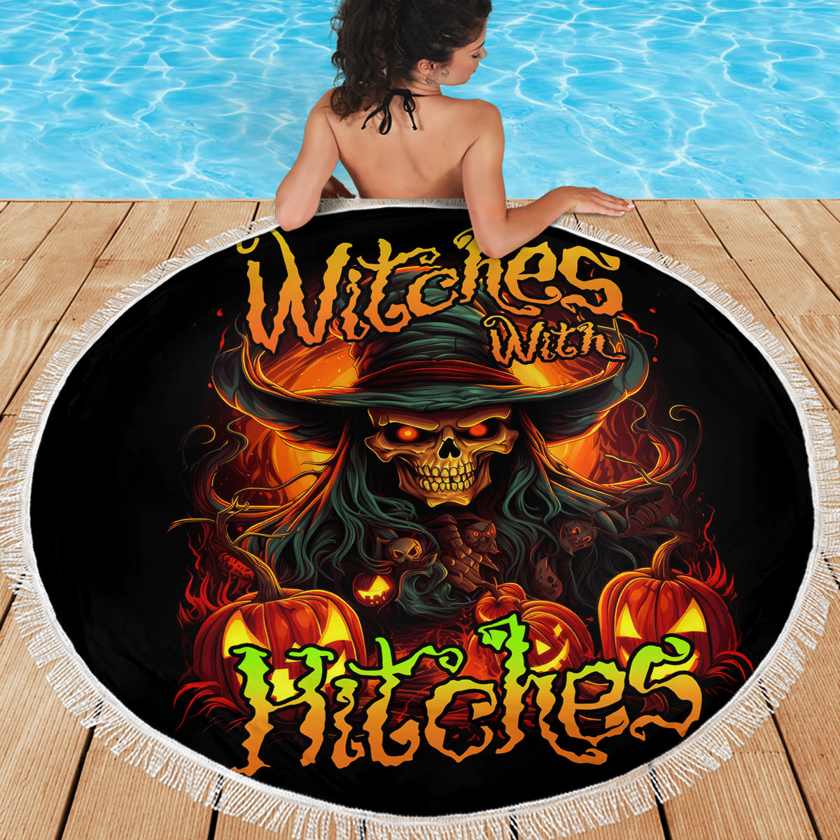 Witch Skull Beach Blanket Witches With Hitches - Wonder Print Shop