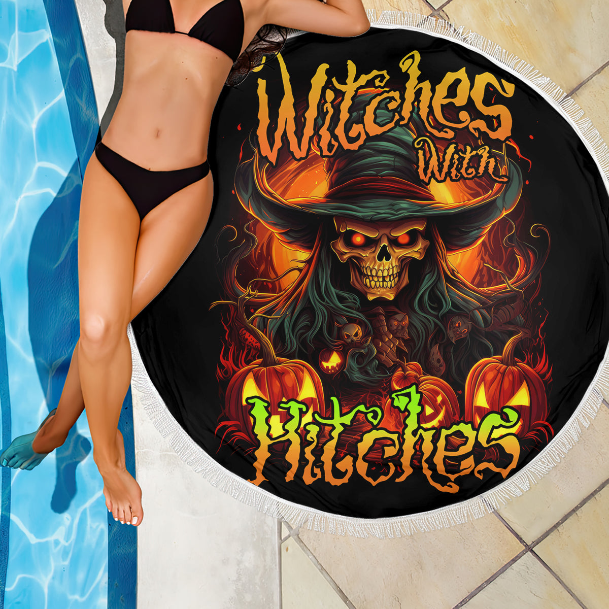 Witch Skull Beach Blanket Witches With Hitches - Wonder Print Shop
