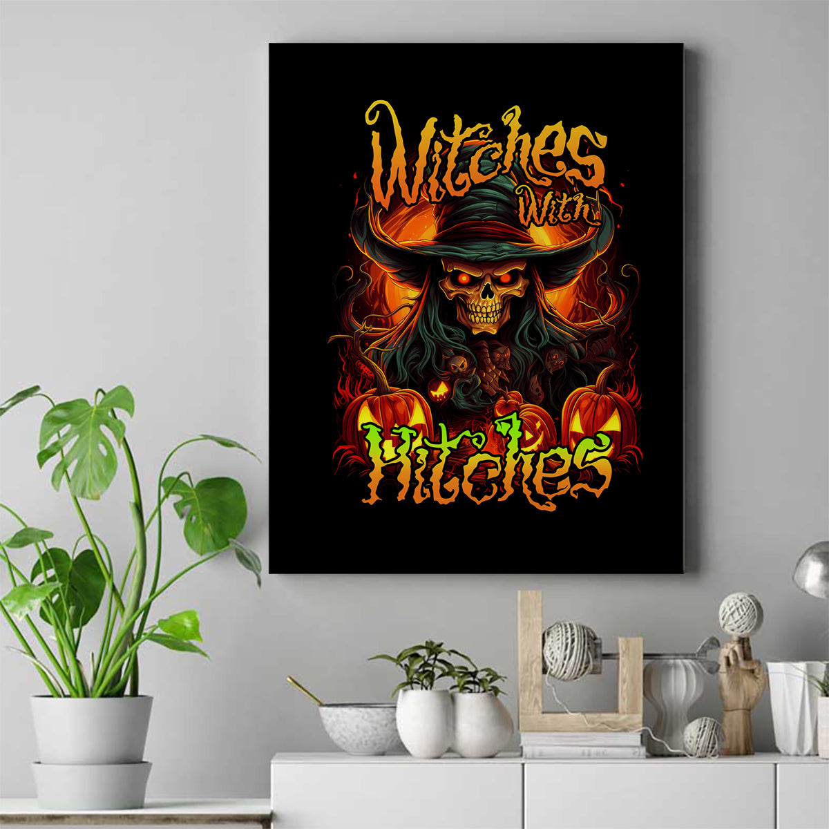 Witch Skull Canvas Wall Art Witches With Hitches - Wonder Print Shop