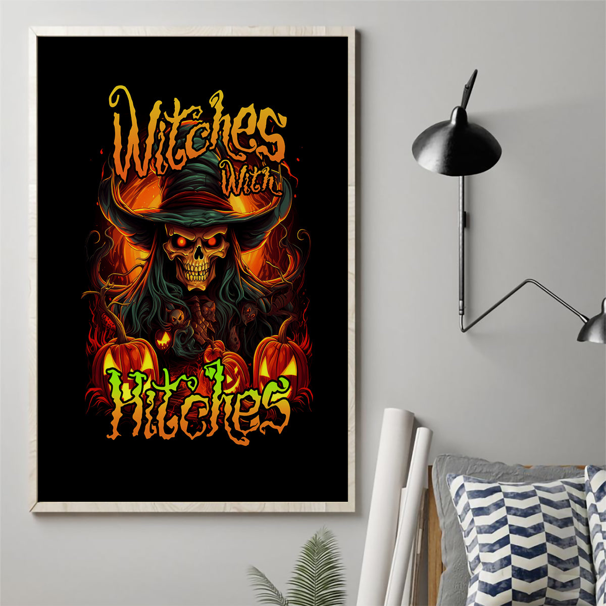 Witch Skull Canvas Wall Art Witches With Hitches - Wonder Print Shop