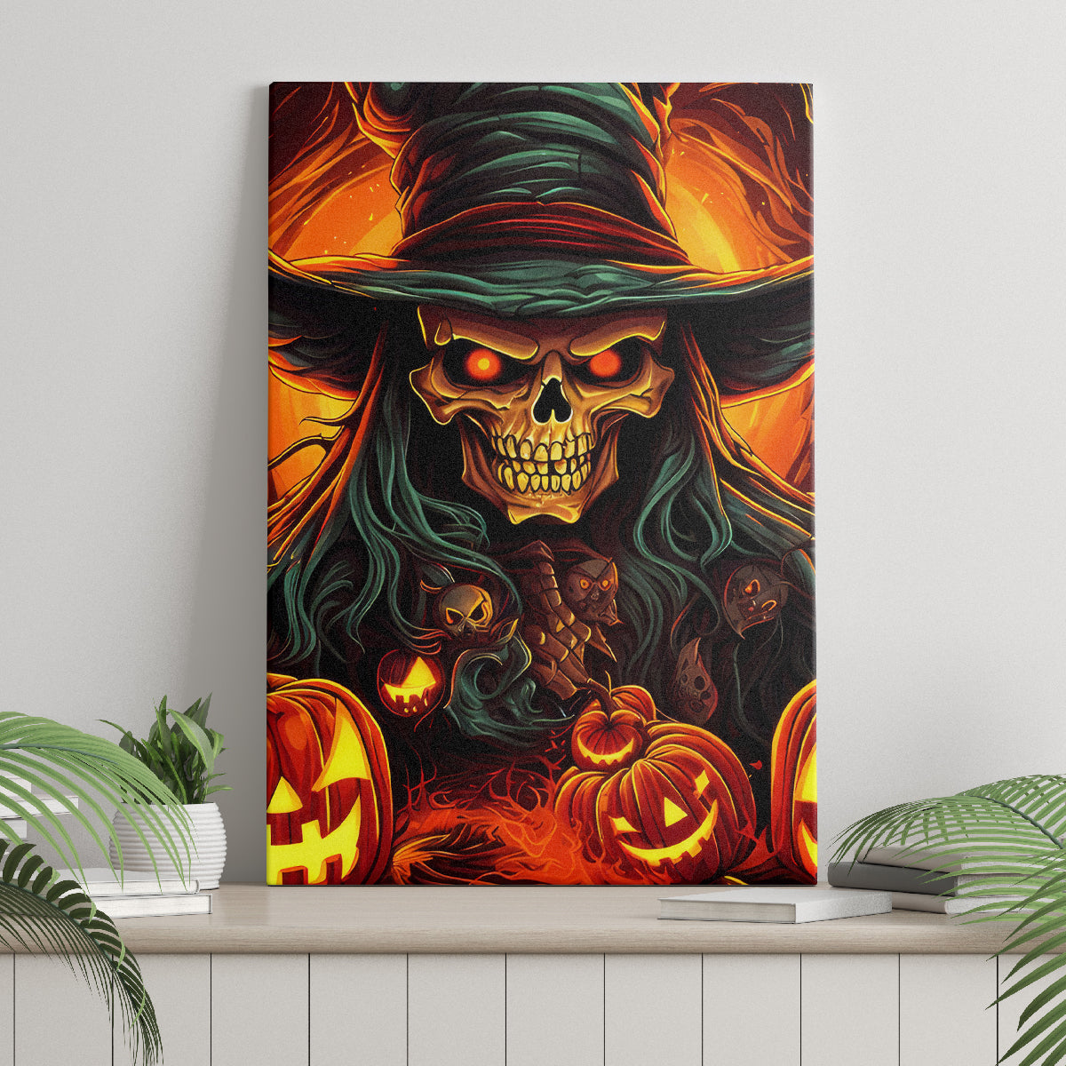 Witch Skull Canvas Wall Art Witches With Hitches - Wonder Print Shop
