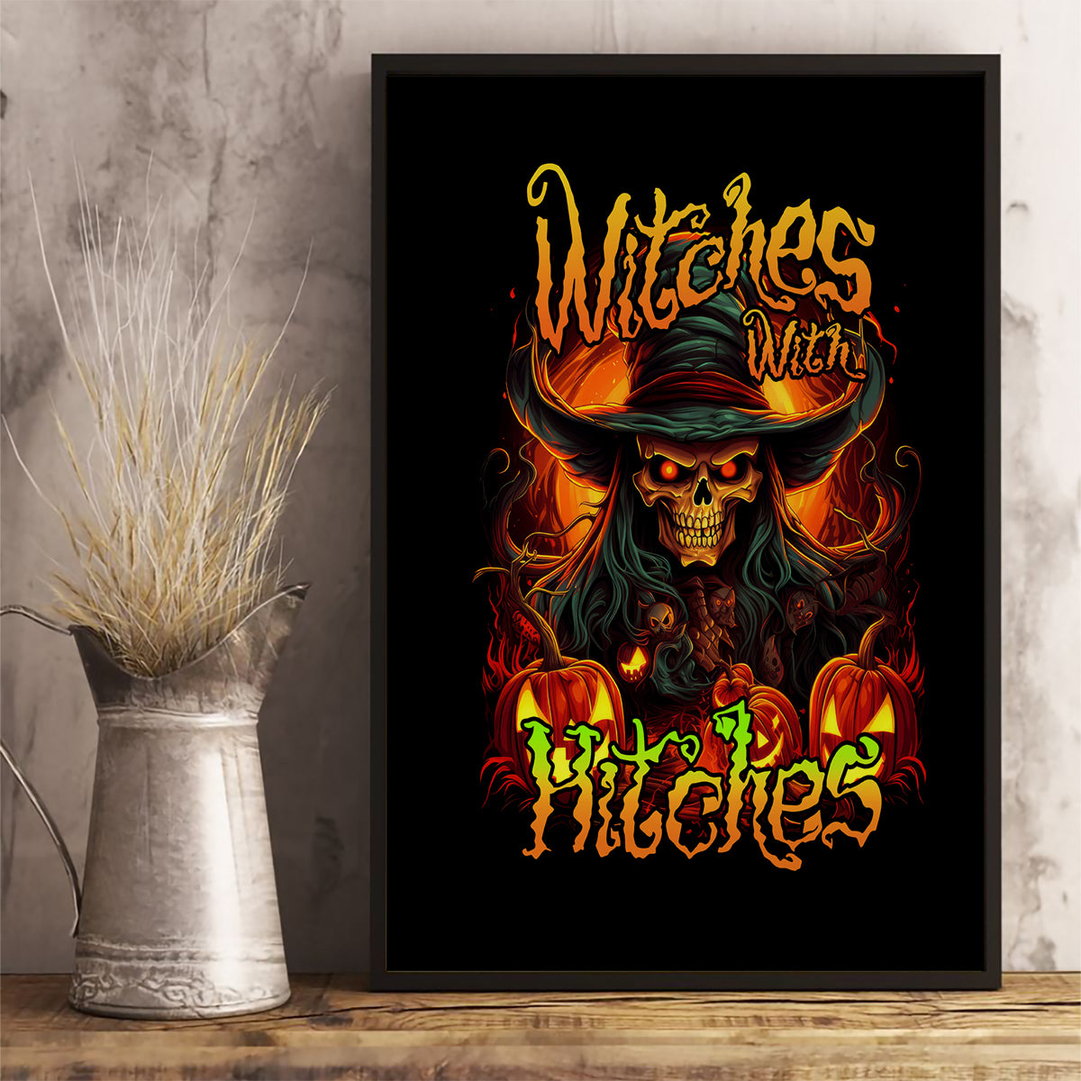 Witch Skull Canvas Wall Art Witches With Hitches - Wonder Print Shop
