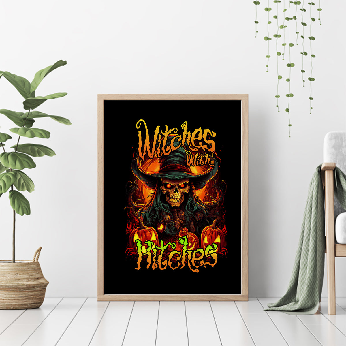 Witch Skull Canvas Wall Art Witches With Hitches - Wonder Print Shop