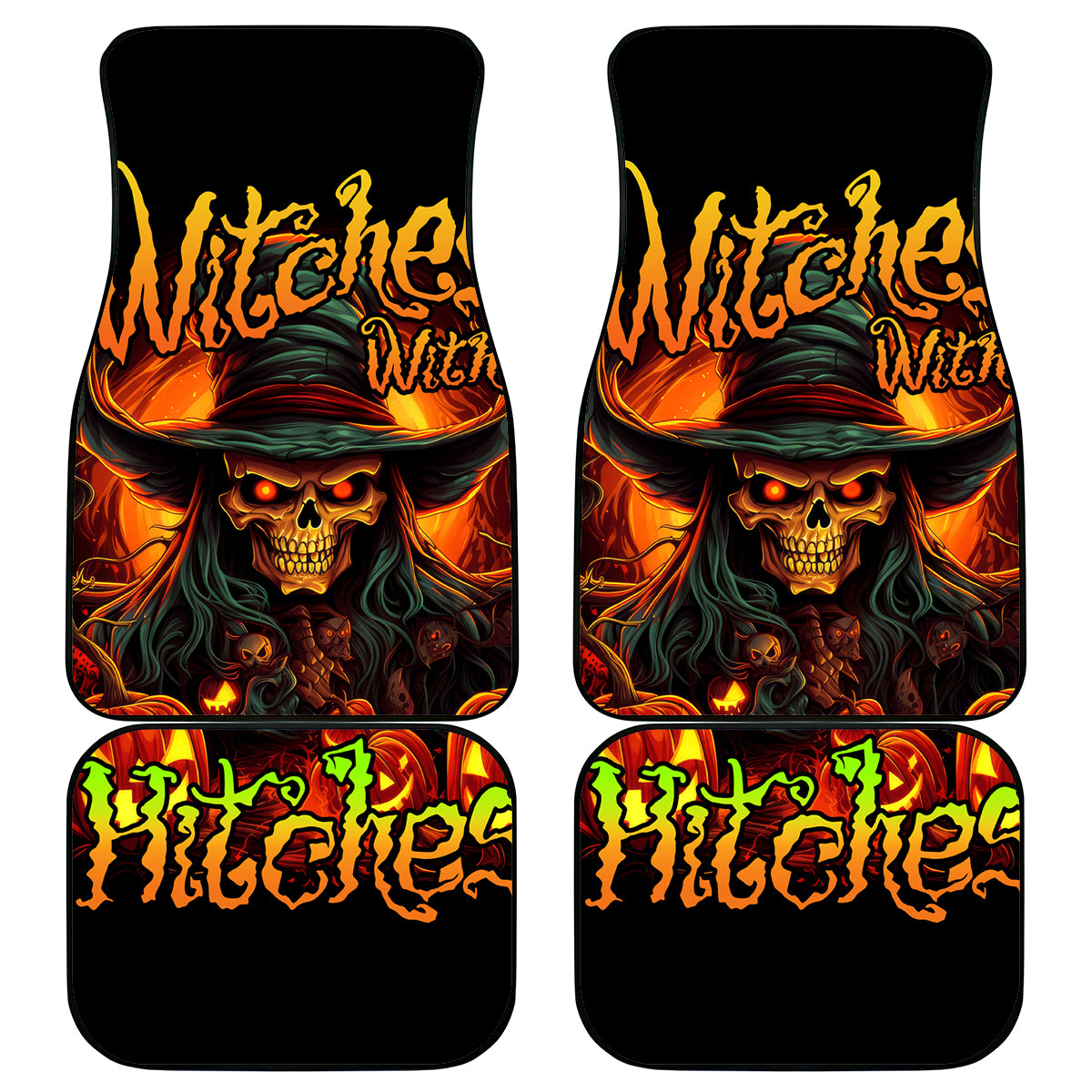 Witch Skull Car Mats Witches With Hitches - Wonder Print Shop
