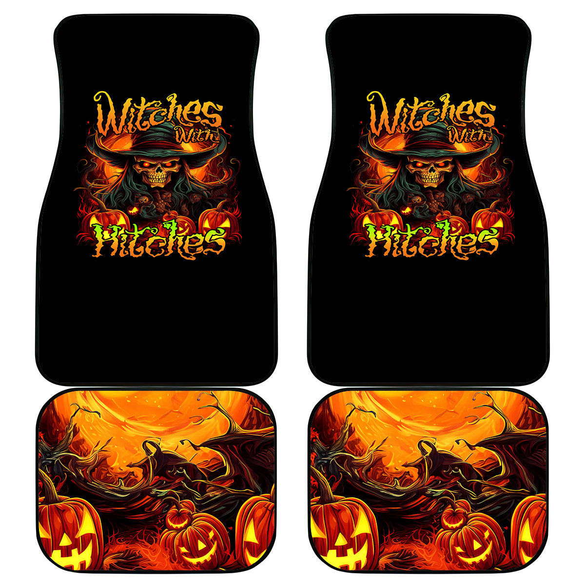 Witch Skull Car Mats Witches With Hitches - Wonder Print Shop
