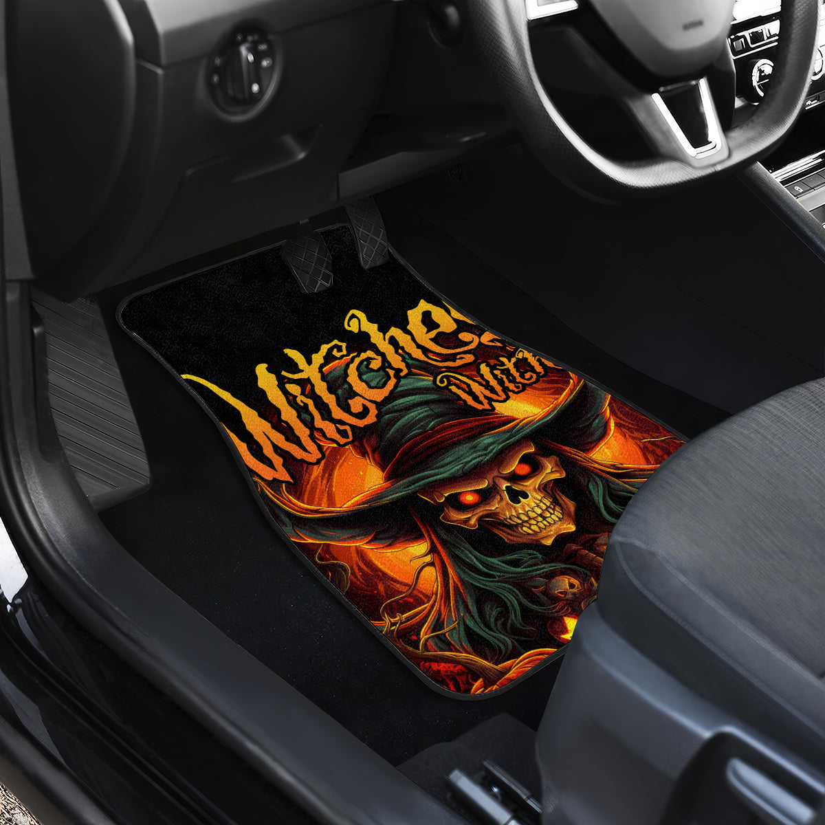 Witch Skull Car Mats Witches With Hitches - Wonder Print Shop