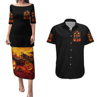 Witch Skull Couples Matching Puletasi and Hawaiian Shirt Witches With Hitches - Wonder Print Shop