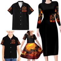 Witch Skull Family Matching Long Sleeve Bodycon Dress and Hawaiian Shirt Witches With Hitches - Wonder Print Shop