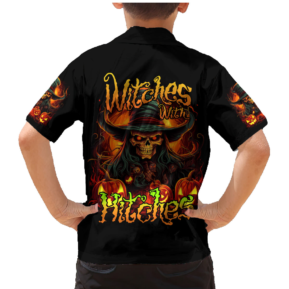Witch Skull Family Matching Mermaid Dress and Hawaiian Shirt Witches With Hitches - Wonder Print Shop