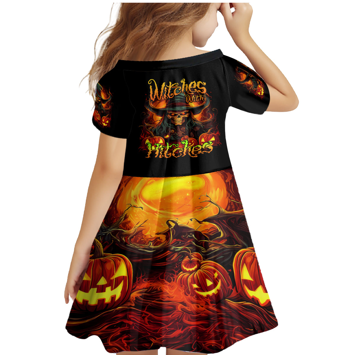 Witch Skull Family Matching Mermaid Dress and Hawaiian Shirt Witches With Hitches - Wonder Print Shop
