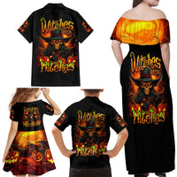 Witch Skull Family Matching Off Shoulder Maxi Dress and Hawaiian Shirt Witches With Hitches - Wonder Print Shop