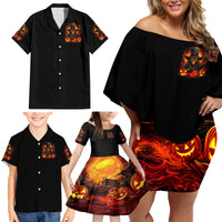 Witch Skull Family Matching Off Shoulder Short Dress and Hawaiian Shirt Witches With Hitches - Wonder Print Shop