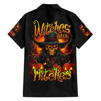 Witch Skull Family Matching Short Sleeve Bodycon Dress and Hawaiian Shirt Witches With Hitches - Wonder Print Shop