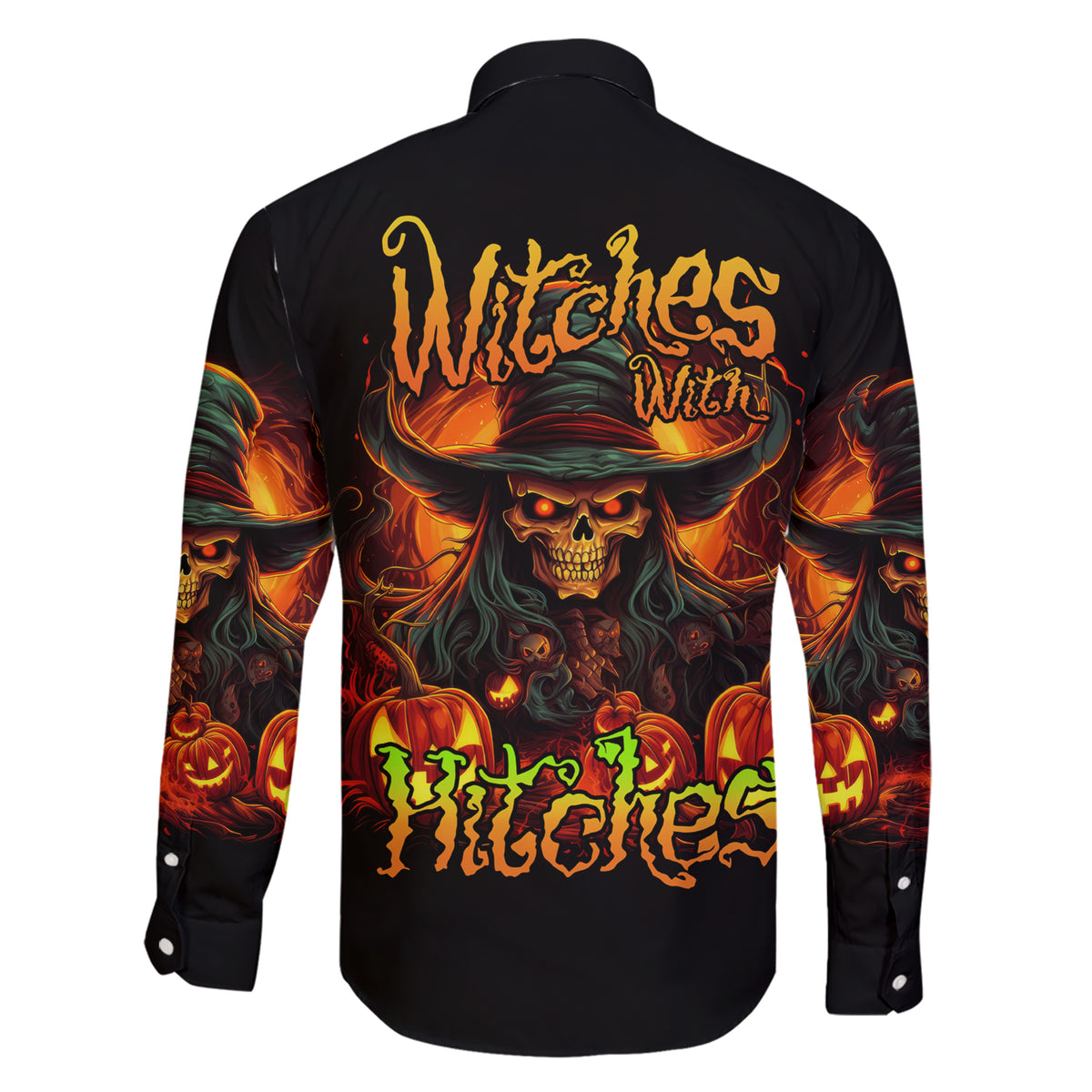 Witch Skull Family Matching Short Sleeve Bodycon Dress and Hawaiian Shirt Witches With Hitches - Wonder Print Shop