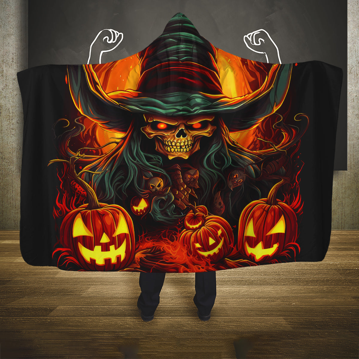 Witch Skull Hooded Blanket Witches With Hitches