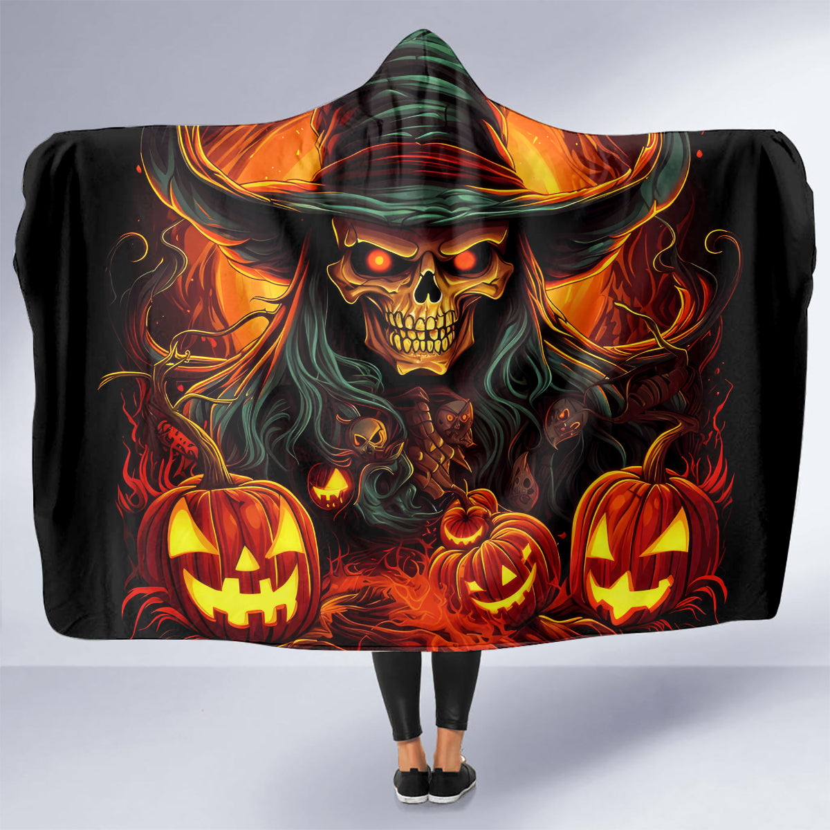 Witch Skull Hooded Blanket Witches With Hitches