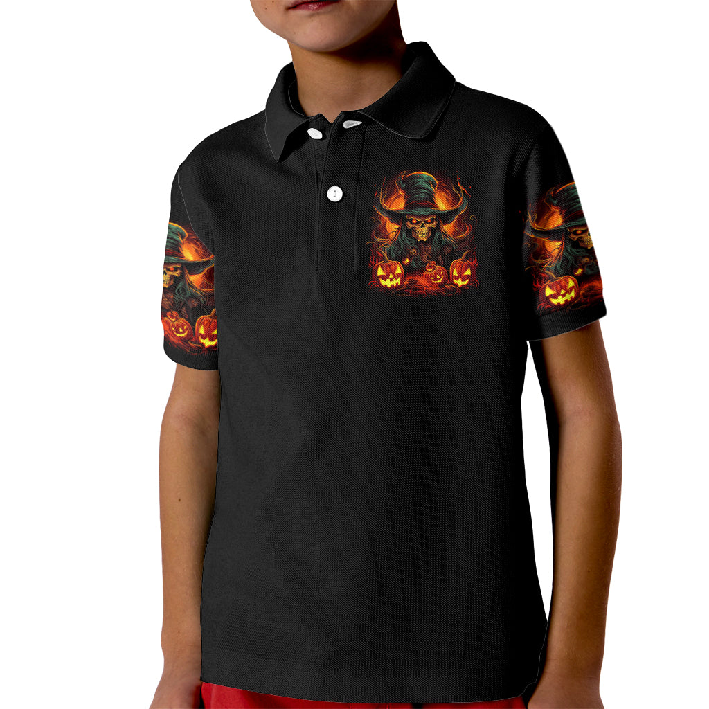 Witch Skull Kid Polo Shirt Witches With Hitches - Wonder Print Shop