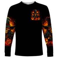 Witch Skull Long Sleeve Shirt Witches With Hitches - Wonder Print Shop