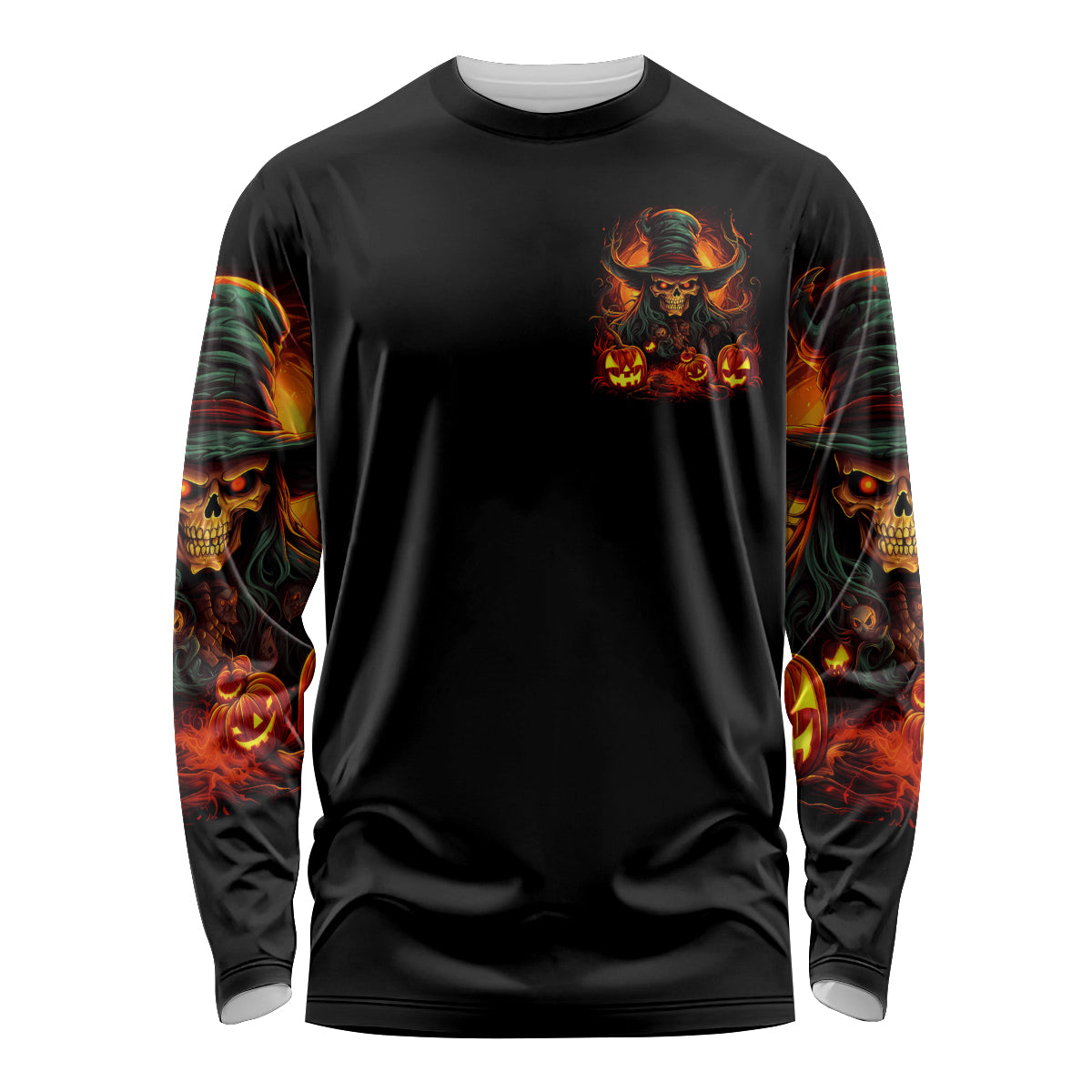 Witch Skull Long Sleeve Shirt Witches With Hitches - Wonder Print Shop