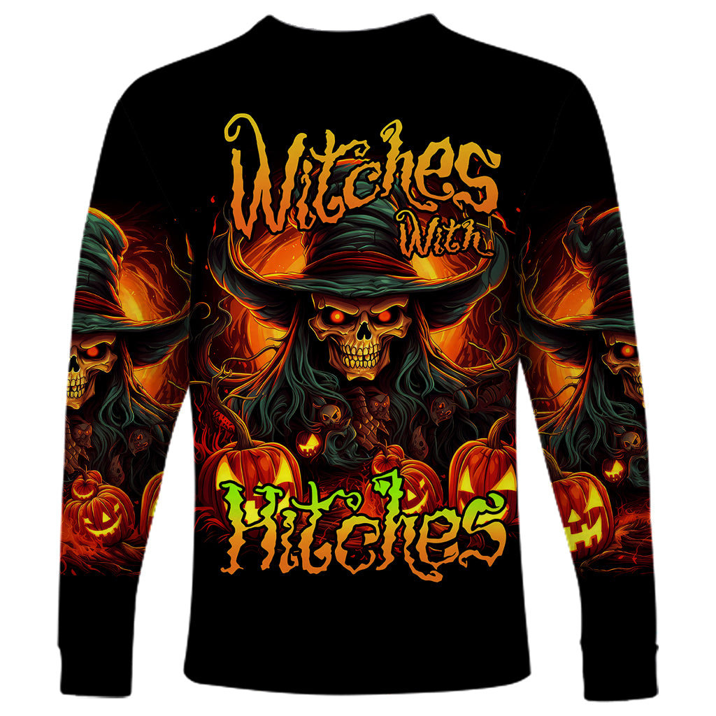 Witch Skull Long Sleeve Shirt Witches With Hitches - Wonder Print Shop