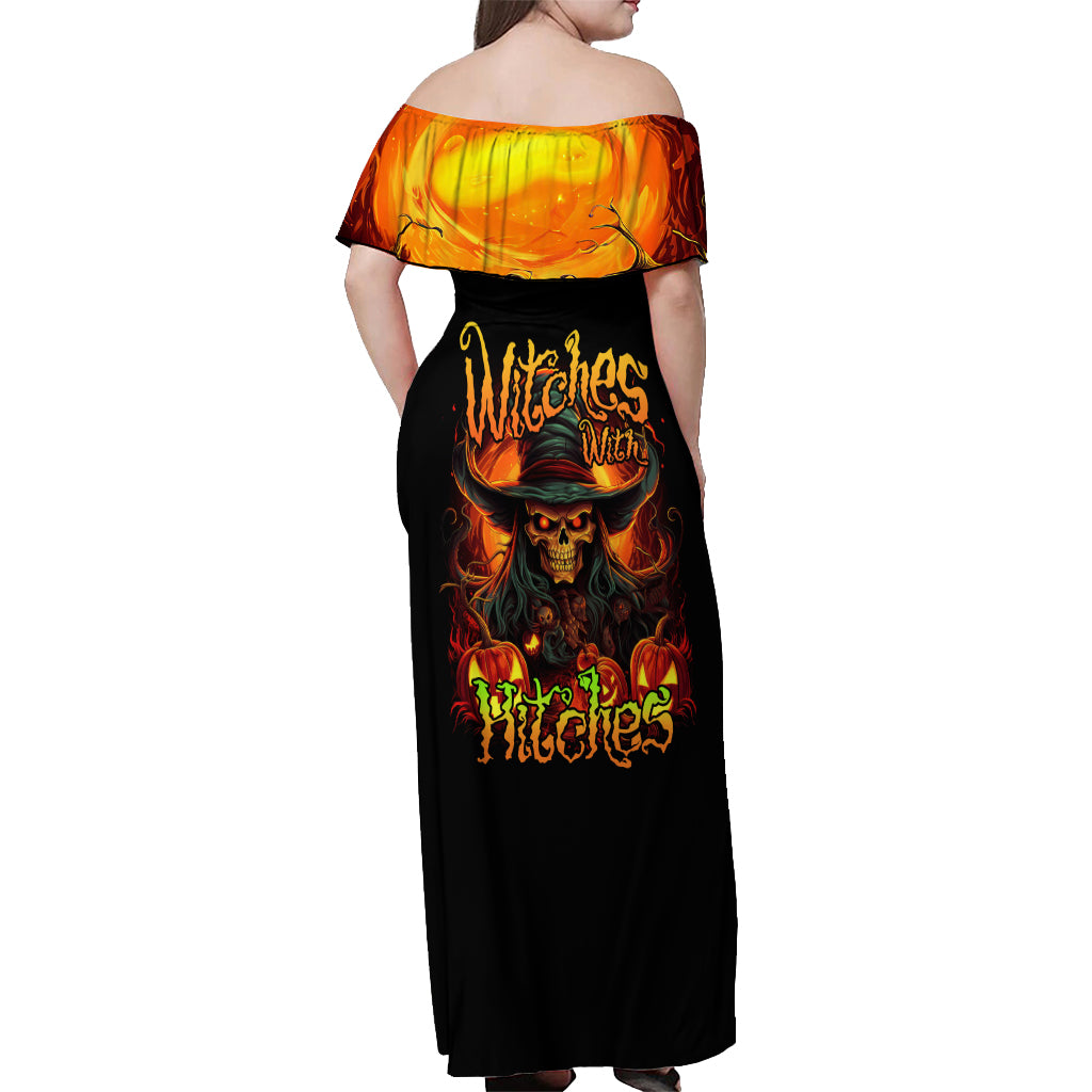 Witch Skull Off Shoulder Maxi Dress Witches With Hitches - Wonder Print Shop
