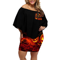 Witch Skull Off Shoulder Short Dress Witches With Hitches - Wonder Print Shop