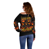 Witch Skull Off Shoulder Sweater Witches With Hitches - Wonder Print Shop