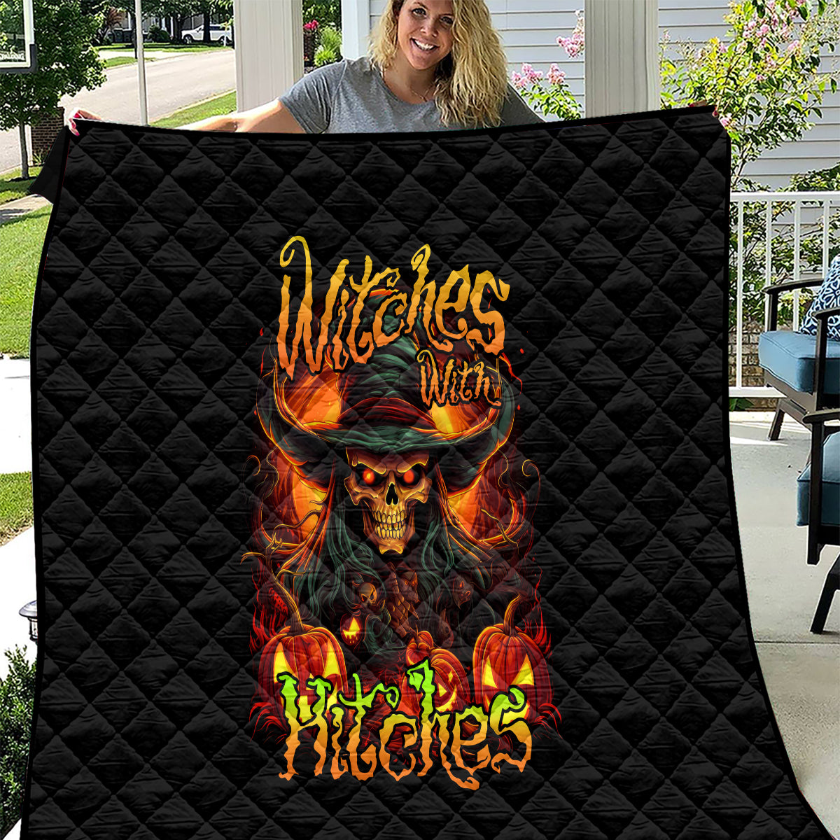 Witch Skull Quilt Witches With Hitches - Wonder Print Shop