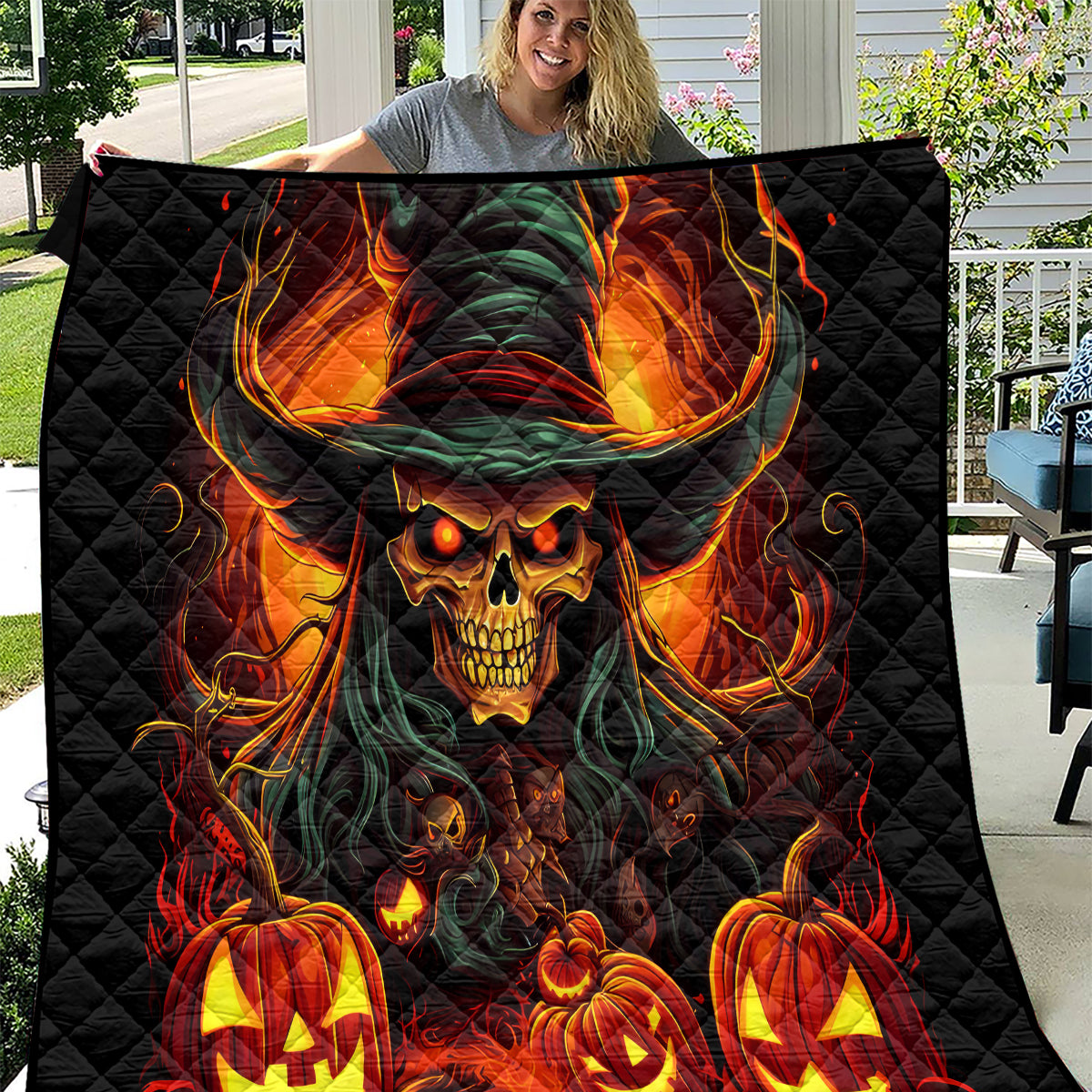 Witch Skull Quilt Witches With Hitches - Wonder Print Shop