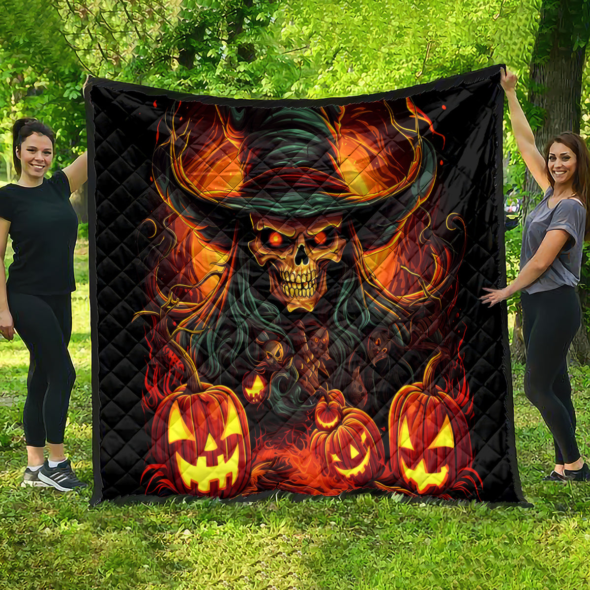 Witch Skull Quilt Witches With Hitches - Wonder Print Shop