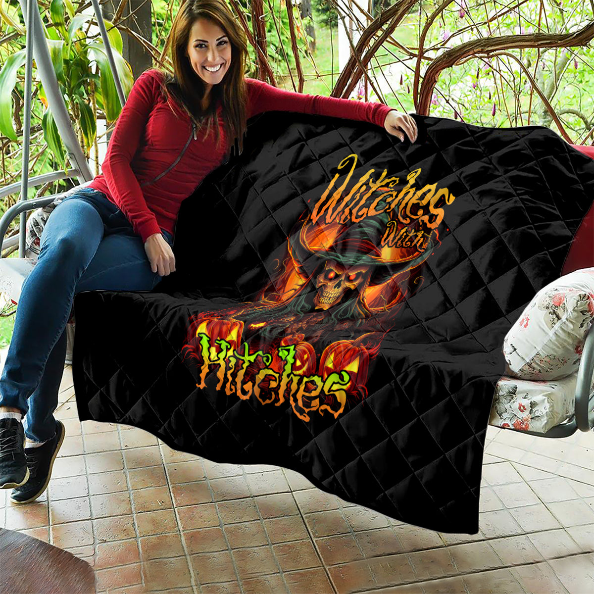 Witch Skull Quilt Witches With Hitches - Wonder Print Shop