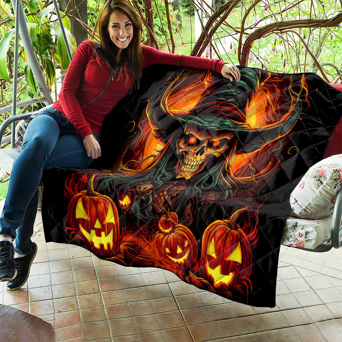 Witch Skull Quilt Witches With Hitches - Wonder Print Shop