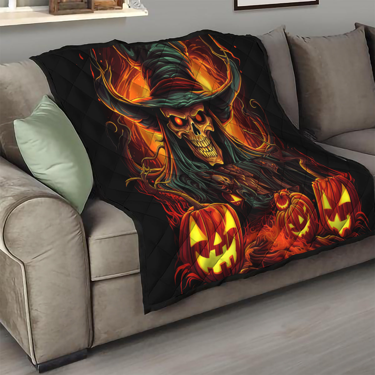 Witch Skull Quilt Witches With Hitches - Wonder Print Shop