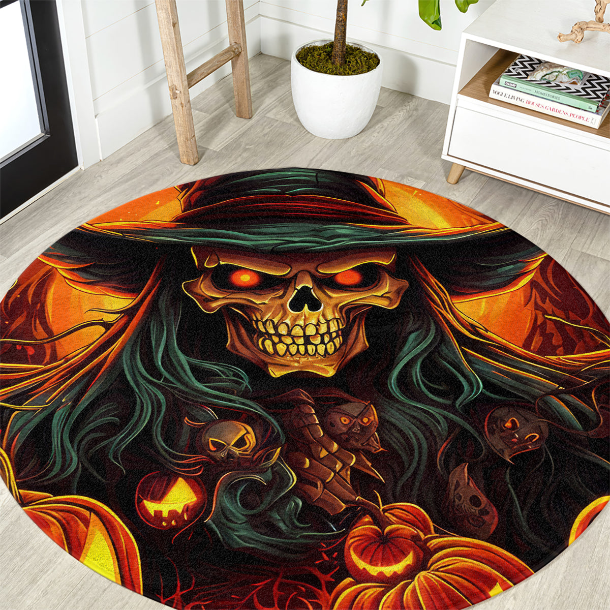 Witch Skull Round Carpet Witches With Hitches