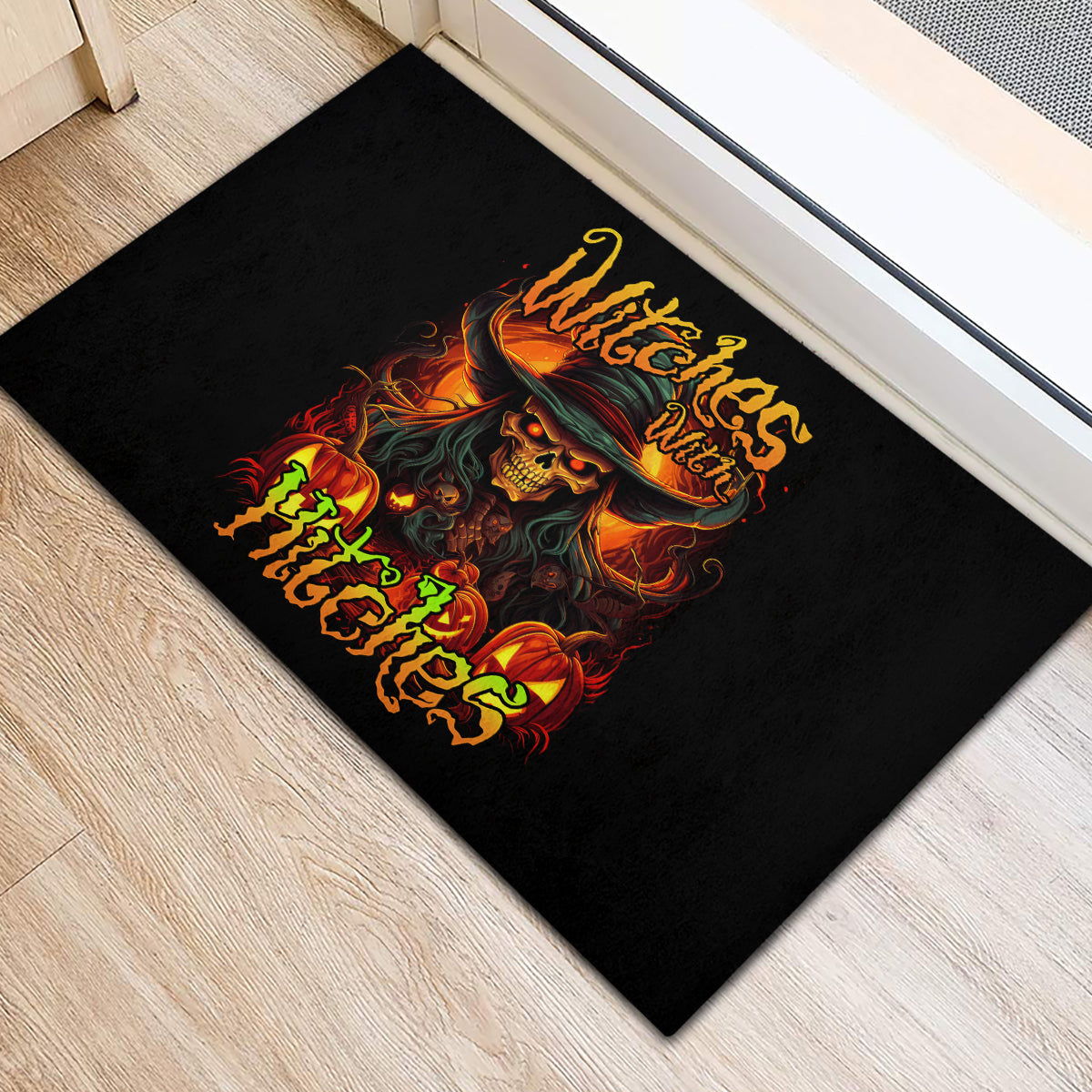 Witch Skull Rubber Doormat Witches With Hitches - Wonder Print Shop