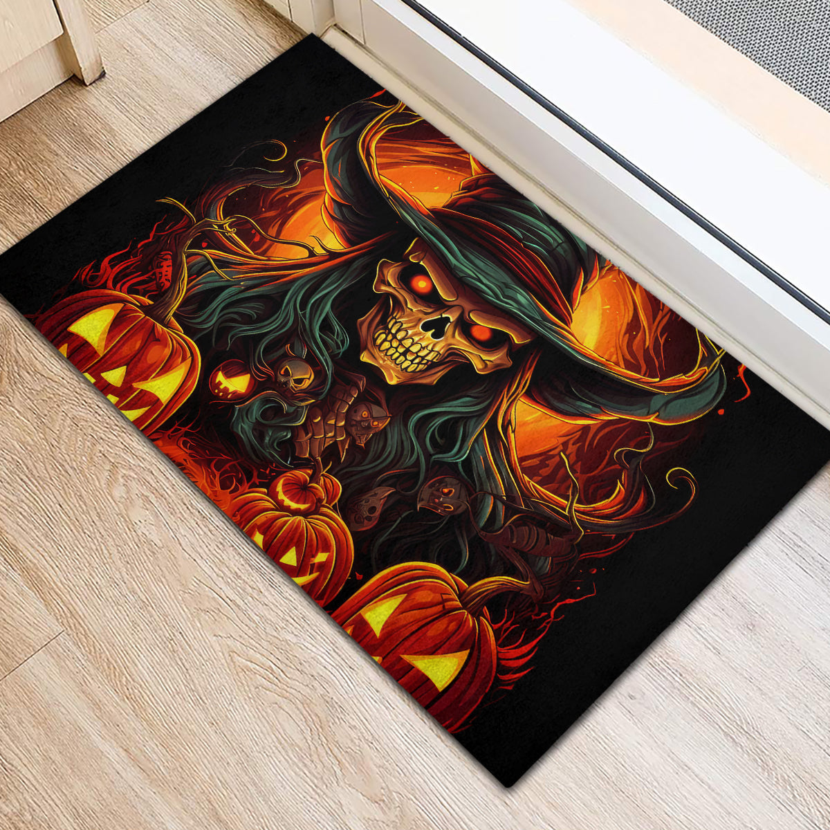 Witch Skull Rubber Doormat Witches With Hitches - Wonder Print Shop