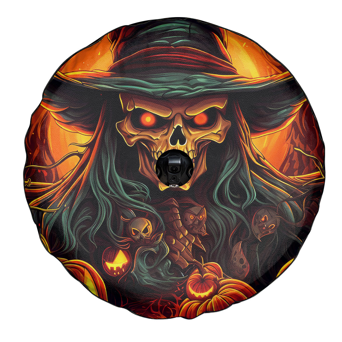 Witch Skull Spare Tire Cover Witches With Hitches - Wonder Print Shop