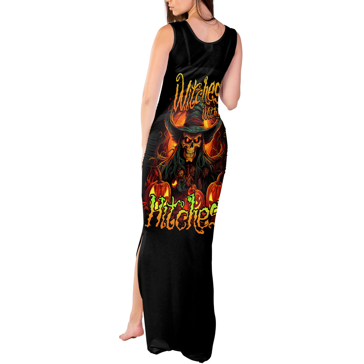 Witch Skull Tank Maxi Dress Witches With Hitches - Wonder Print Shop