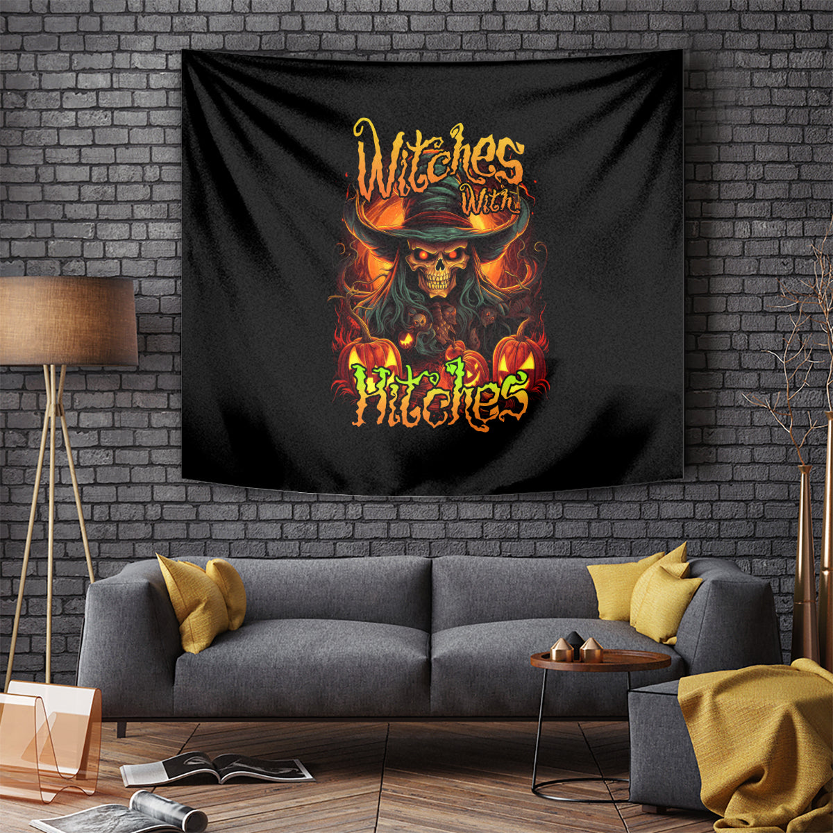 Witch Skull Tapestry Witches With Hitches - Wonder Print Shop